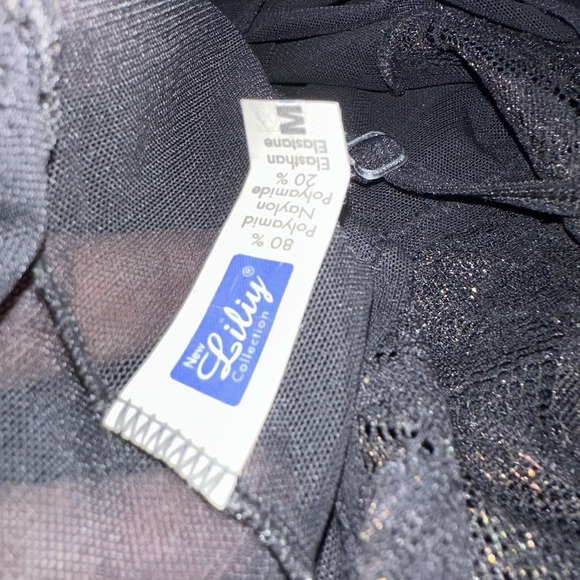 Vintage Lace Sheer Slip Dress Black Gold Whimsigoth Lingerie Camisole Tank S VTG - Picture 7 of 8